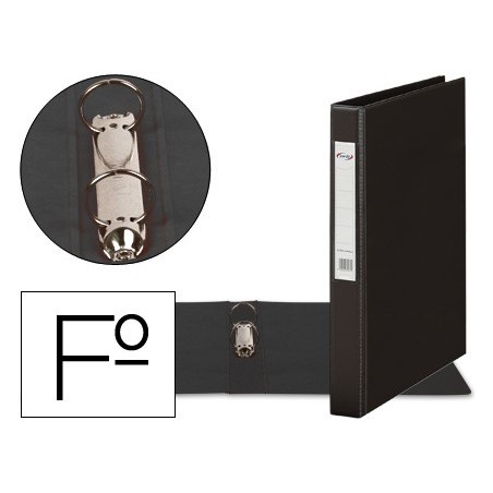 2un PASTA 2 ANEIS 40 MM PLASTICO PARDO FOLIO PRETO