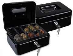 COFRE COM BANDEJA PARA MOEDAS 200X90X160 MM- PRETO