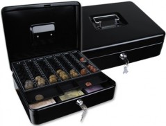 COFRE COM BANDEJA PARA MOEDAS 300X90X240 MM- PRETO