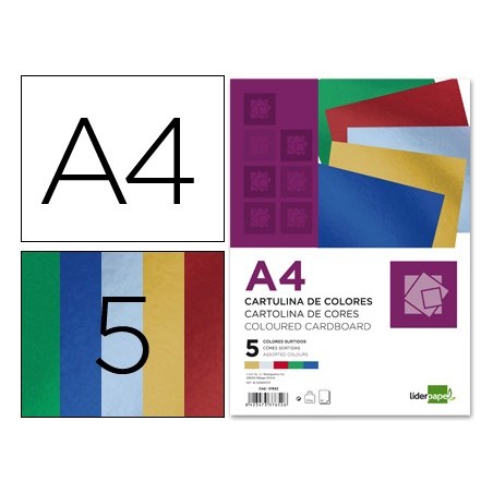 CARTOLINA METALIZADA LIDERPAPEL A4.PACK 50 FOLHAS SORTIDAS