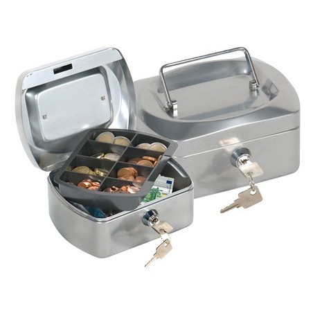 COFRE COM BANDEJA PARA MOEDAS Q-CONNECT 152X80X115 MM- PRATA