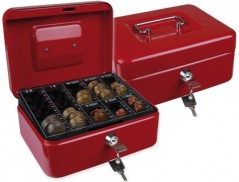 COFRE COM BANDEJA PARA MOEDAS 200X90X160 MM- VERM.