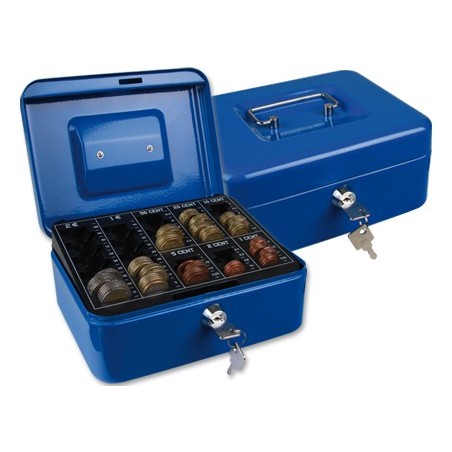 COFRE COM BANDEJA PARA MOEDAS 200X90X160 MM- AZUL