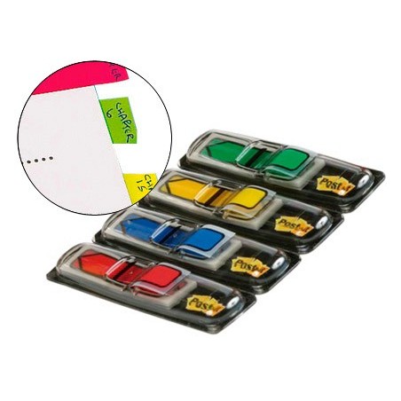 BANDAS POST-IT INDEX , 4 CORESAZUL, AMARELO, VERDE, VERMELHO