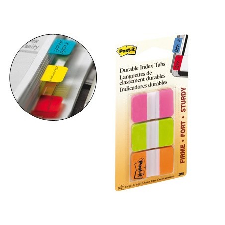 BANDAS POST-IT INDEX , 3 CORES ROSA, VERDE E LARANJA