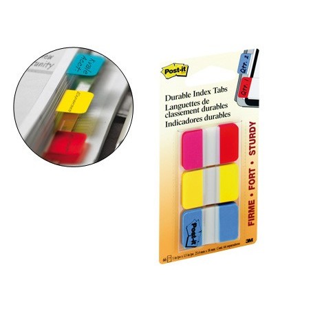 BANDAS POST-IT INDEX , 3 CORES VERMELHO, AMARELO, AZUL
