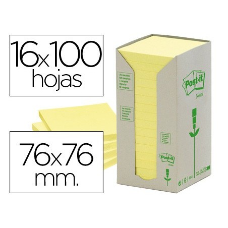 BLOCO DE NOTAS ADESIVAS RECICLADAS EM TORRE POST-IT 76 X 76