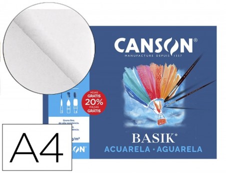 PAPEL AGUARELA BASIK CANSON DIN-A4 370 GR PACK DE 6 FOLHAS