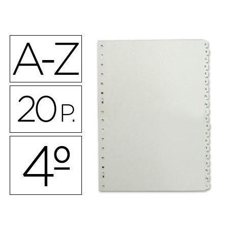 SEPARADOR ALFABETICO A_Z DE PLASTICO, QUARTILHA NATURAL