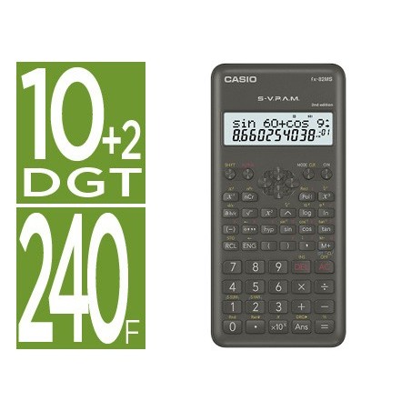 CALCULADORA CASIO FX-82 MS -CIENTIFICA -240 FUNCOES -VISOR D