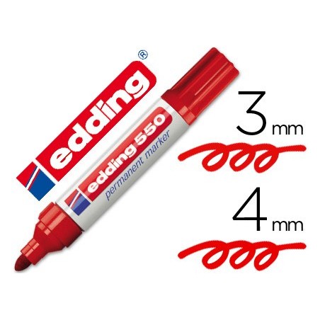 10un MARCADOR EDDING PERMANENTE 550 PONTA DE FIBRA VERMELHO