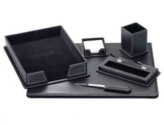 CONJUNTO DE SECRETÁRIA EM POLIPELE 6 PECAS, PRETO