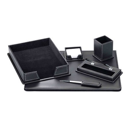CONJUNTO DE SECRETÁRIA EM POLIPELE 6 PECAS, PRETO