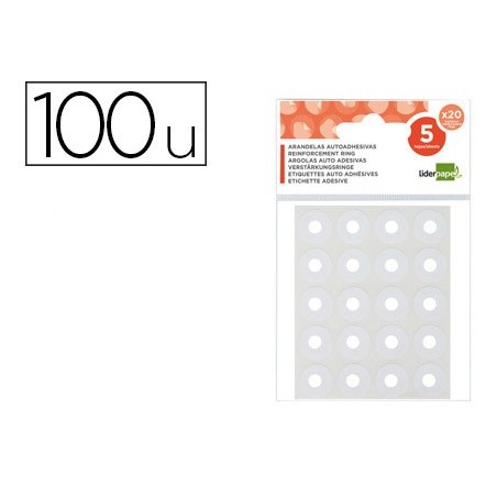 ARGOLAS AUTO-ADESIVAS BRANCAS LIDERPAPEL BOLSA COM 5 FOLHAS