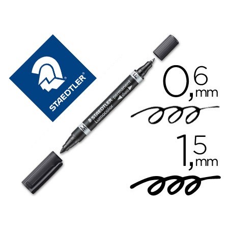 10un MARCADOR STAEDTLER LUMOCOR PERMANENTE DUO 348 PRETO PON