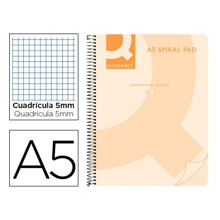 5un CADERNO ESPIRAL Q-CONNECT DIN-A5 80FLS 70 GR. QUADRICULA