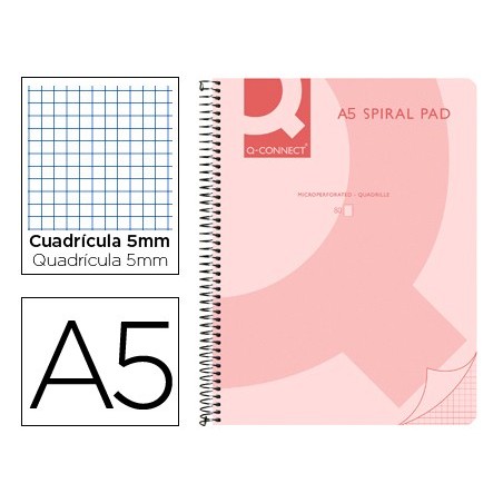 5un CADERNO ESPIRAL Q-CONNECT DIN-A5 80FLS 70 GR. QUADRICULA