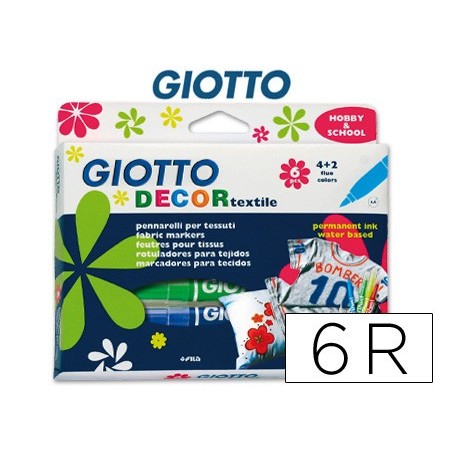MARCADOR GIOTTO DECOR TEXTIL PARA TECIDOS CAIXA COM 6 UNIDAD