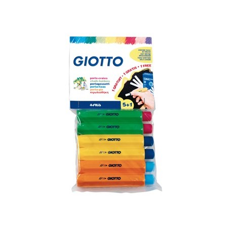 PORTA GIZ PLASTICO GIOTTO BLISTER DE 5 + 1 DE OFERTA