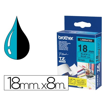 FITA BROTHER TZ-541 LAMINADA AZUL-PRETO 18MM X 8M