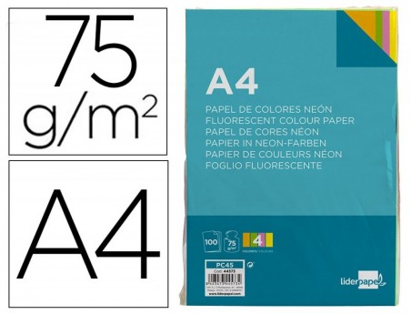 PAPEL COR LIDERPAPEL DIN A4 75 GR PACK DE 100 QUATRO CORES N