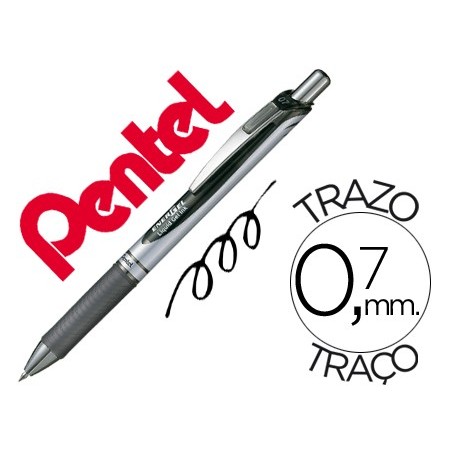 12un ROLLER PENTEL BL77 0,7 MM ENERGEL RECTRACTIL PRETO