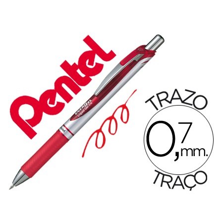 12un ROLLER PENTEL BL77 0,7 MM ENERGEL RECTRACTIL VERMELHO
