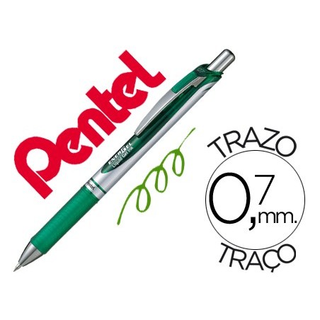 12un ROLLER PENTEL BL77 0,7 MM ENERGEL RECTRACTIL VERDE