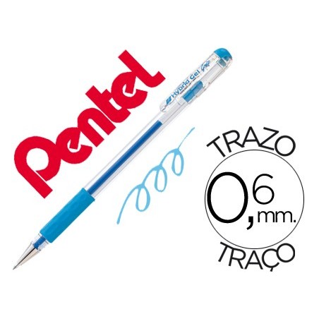 12un ROLLER PENTEL K116 GEL GRIP AZUL CLARO