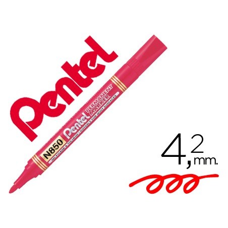 12un MARCADOR PENTEL N850 PERMANENTE PONTA REDONDA VERMELHO