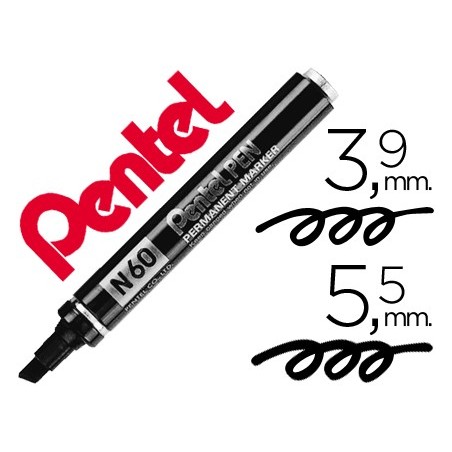 12un MARCADOR PENTEL N60 PERMANENTE BISELADO PRETO