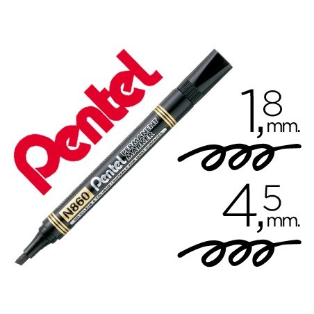 12un MARCADOR PENTEL N860 PERMANENTE BISELADO PRETO