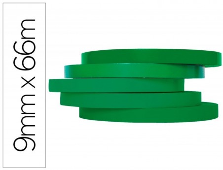 16un FITA ADESIVA Q-CONNECT 66M X 9MM VERDE PARA FECHAR SACO