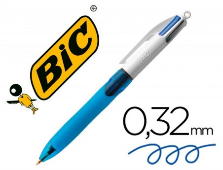12un ESFEROGRAFICA BIC QUATRO CORES COM GRIP ERGONOMICO PONT