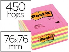BLOCO NOTAS ADESIVAS POST-IT 76X76 MM CUBO COR ROSA NEON 450