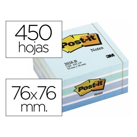 BLOCO NOTAS ADESIVAS POST-IT 76X76 MM CUBO COR AZUL PASTEL 4