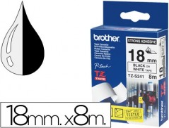 FITA BROTHER TZ-S241 SUPER ADESIVA BRANCO-PRETO 18MM X 8M
