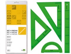 JOGO ESQUADRO E REGUA 30 CMS E SEMICIRCULO EM PETACA LIDERPA