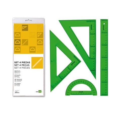 JOGO ESQUADRO E REGUA 30 CMS E SEMICIRCULO EM PETACA LIDERPA