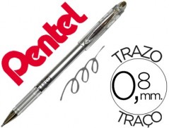 12un ESFEROGRAFICA ROLLER METALICA PENTEL BG 208 PRATEADA 0,
