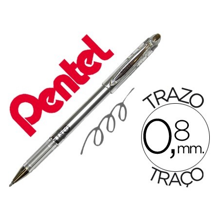 12un ESFEROGRAFICA ROLLER METALICA PENTEL BG 208 PRATEADA 0,