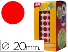 ETIQUETAS AUTO ADESIVAS CIRCULARES 20MM VERMELHO EM ROLO