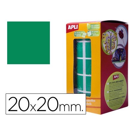 ETIQUETAS AUTO ADESIVAS QUADRADAS 20X20 MM VERDE EM ROLO