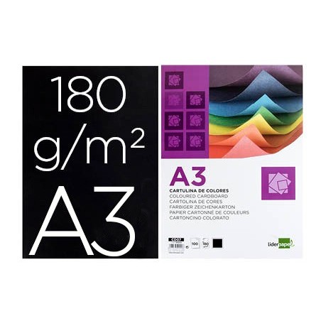 CARTOLINA LIDERPAPEL DIN A-3 180GR RESMA 100F -PRETO