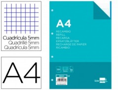 RECARGA LIDERPAPEL DIN-A4 120 FOLHAS QUADRICULA DE 5 MM  MAR