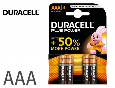 PILHAS DURACELL ALCALINA PLUS AAA-BLISTER C/4 PILHAS LR03