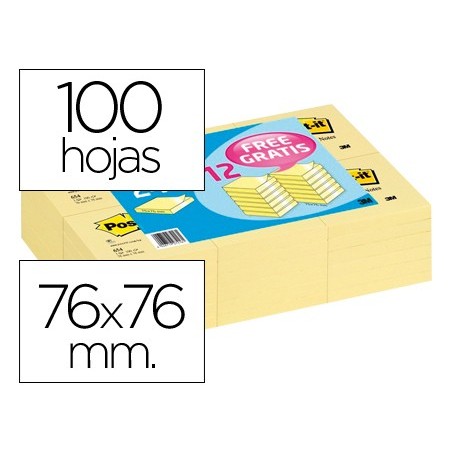 BLOCO DE NOTAS ADESIVAS TIRA E POE POST-IT 76X76MM -PACK PRO