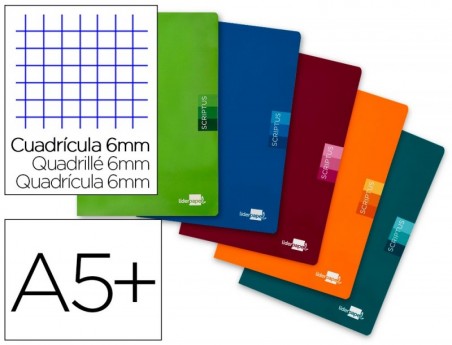 5un CADERNO ESCOLAR LIDERPAPEL SCRIPTUS 48 F DIN A5 QUADRICU