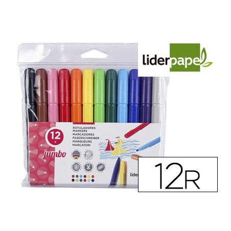 MARCADORES LIDERPAPEL FELTRO JUMBO CAIXA 12 CORES