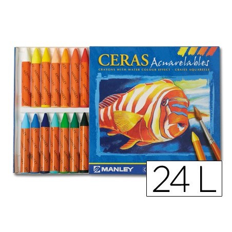 LÁPIS DE CERA AQUARELÁVEIS MANLEY C/24 SORTIDOS